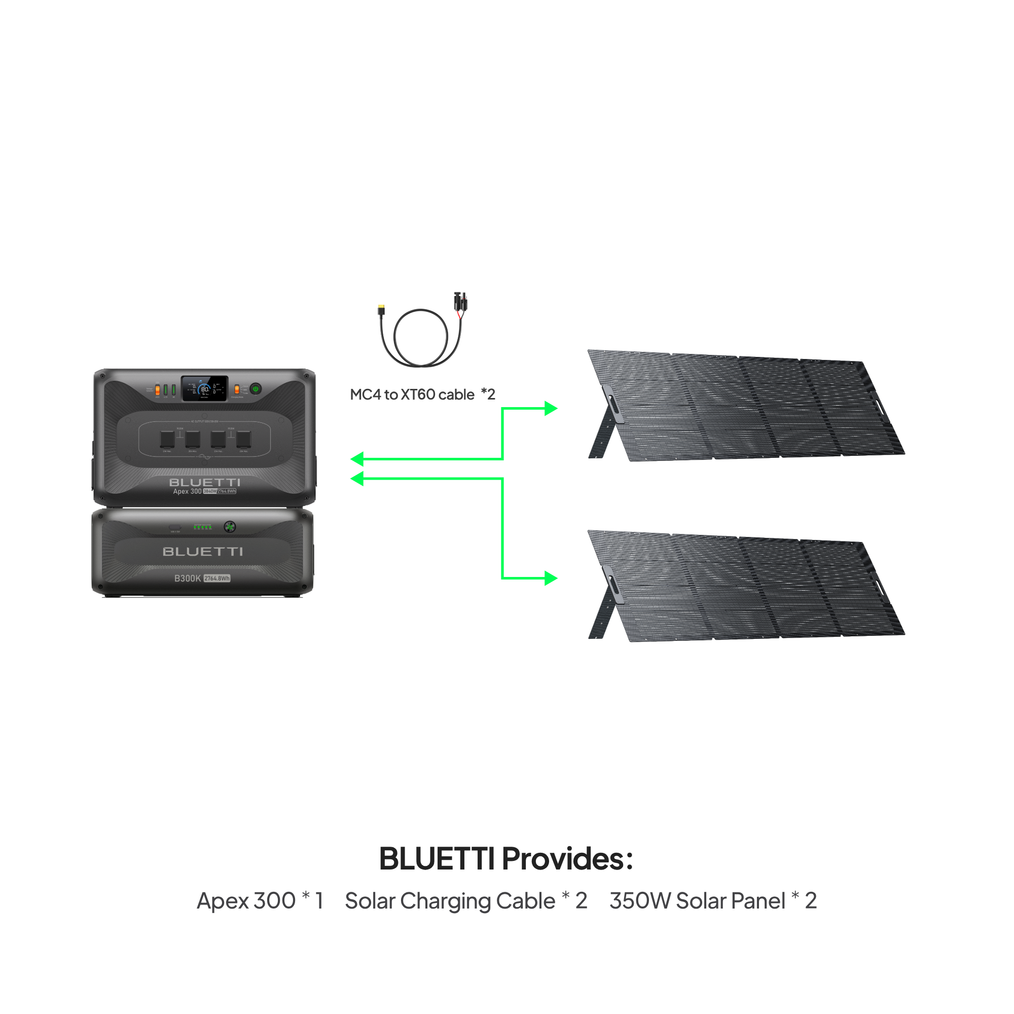 BLUETTI APEX 300 + B300K + 2 × 200W Solar Generator Kit