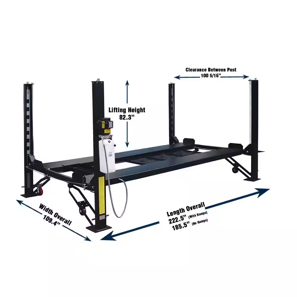 4-Post Automotive Deluxe Extended Storage Car Lift 8,000 Lb. Capacity Heavy Duty