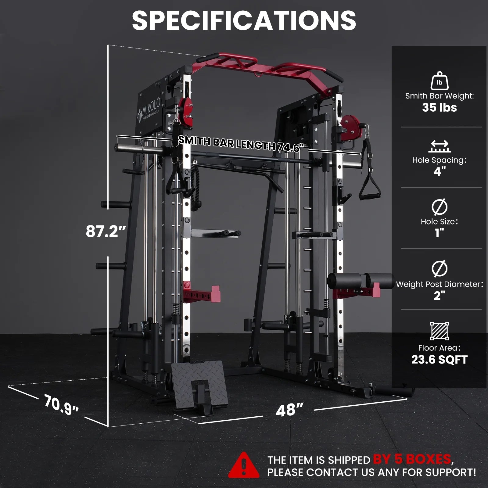 Smith Machine Home Gym, 2200 Lbs Power Rack Cage with Cable Crossover, Smith Cage with Ultimate Home Package