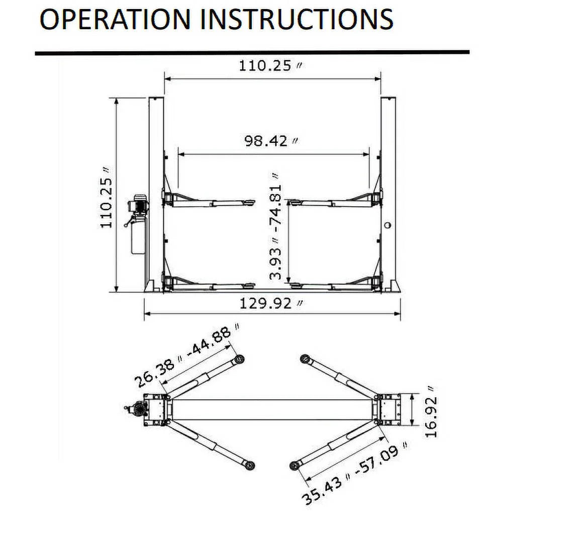 10000 Lb Capacity, Two Post Hydraulic Auto Car Lift, 220V | AGT-B1000