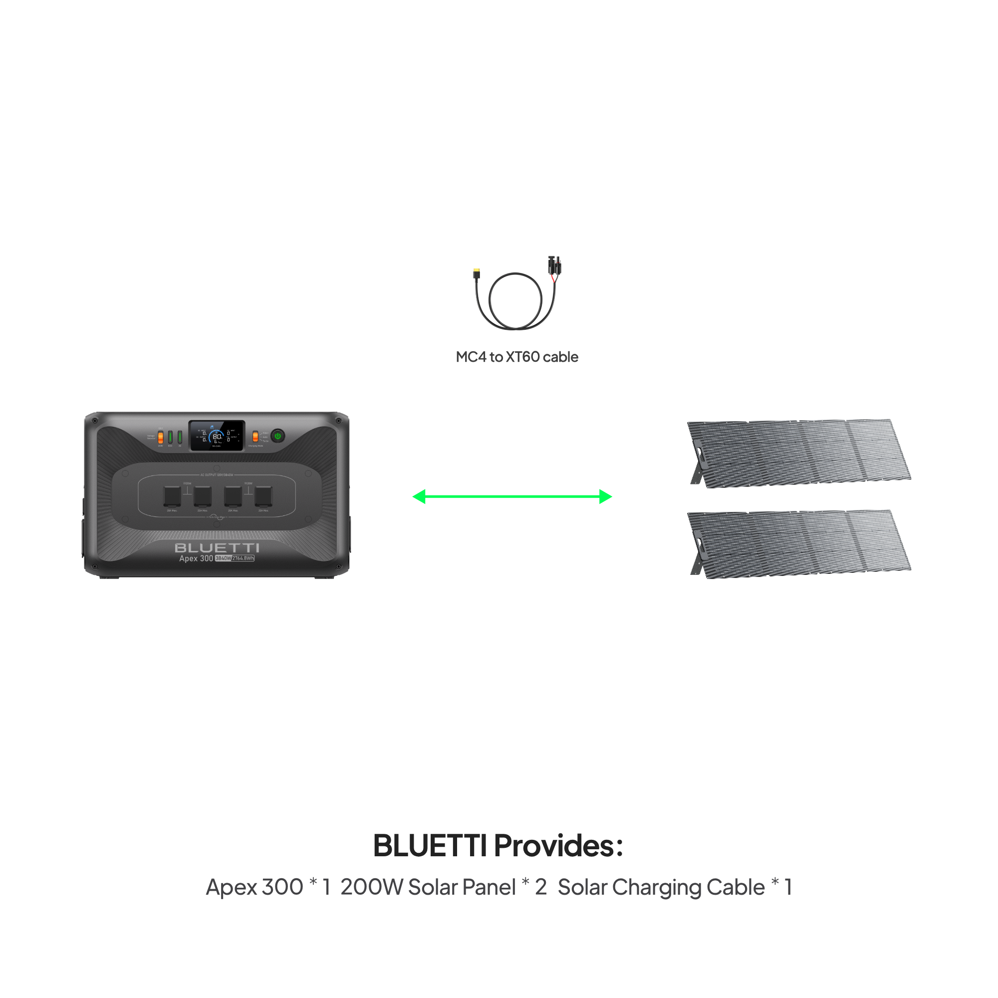 BLUETTI APEX 300 + 2 × 200W Solar Generator Kit