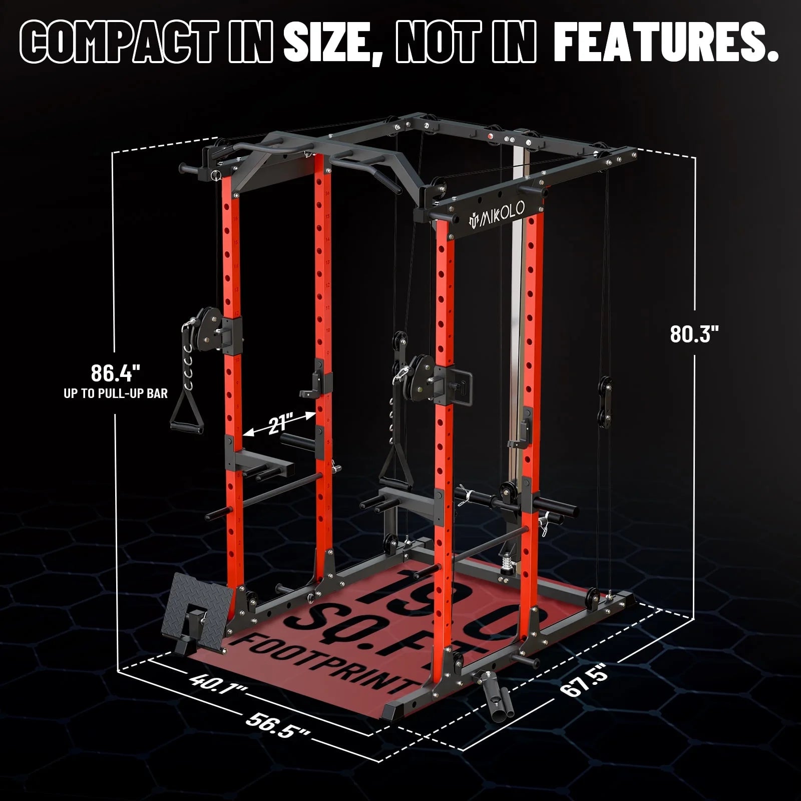 Power Rack Cage, 1500LBS Weight Cage with 800LB Capacity Adjustable Weight Bench, 1500LB Capacity Barbell and 230LB Weight Plate Set Red